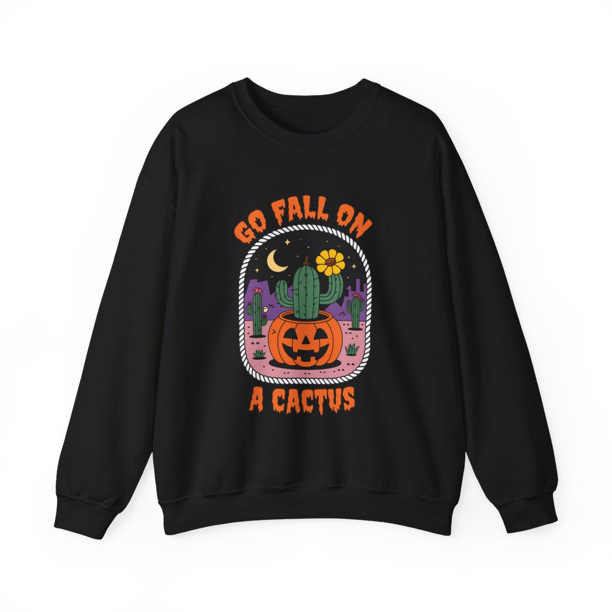 Fall On A Cactus Sweatshirt — Funny Halloween Pumpkin Cactus Crewneck, Adult humor.